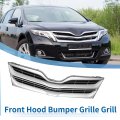 Front Upper Hood Bumper Grille Grill For Toyota Venza 2013 2015 Le Limited Xle Chrome Silver Tone And Black Abs Plastic Part