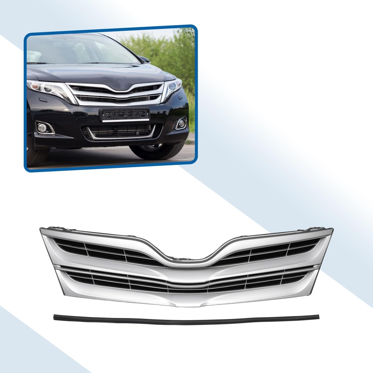 Front Upper Hood Bumper Grille Grill For Toyota Venza 2013 2015 Le Limited Xle Chrome Silver Tone And Black Abs Plastic Part