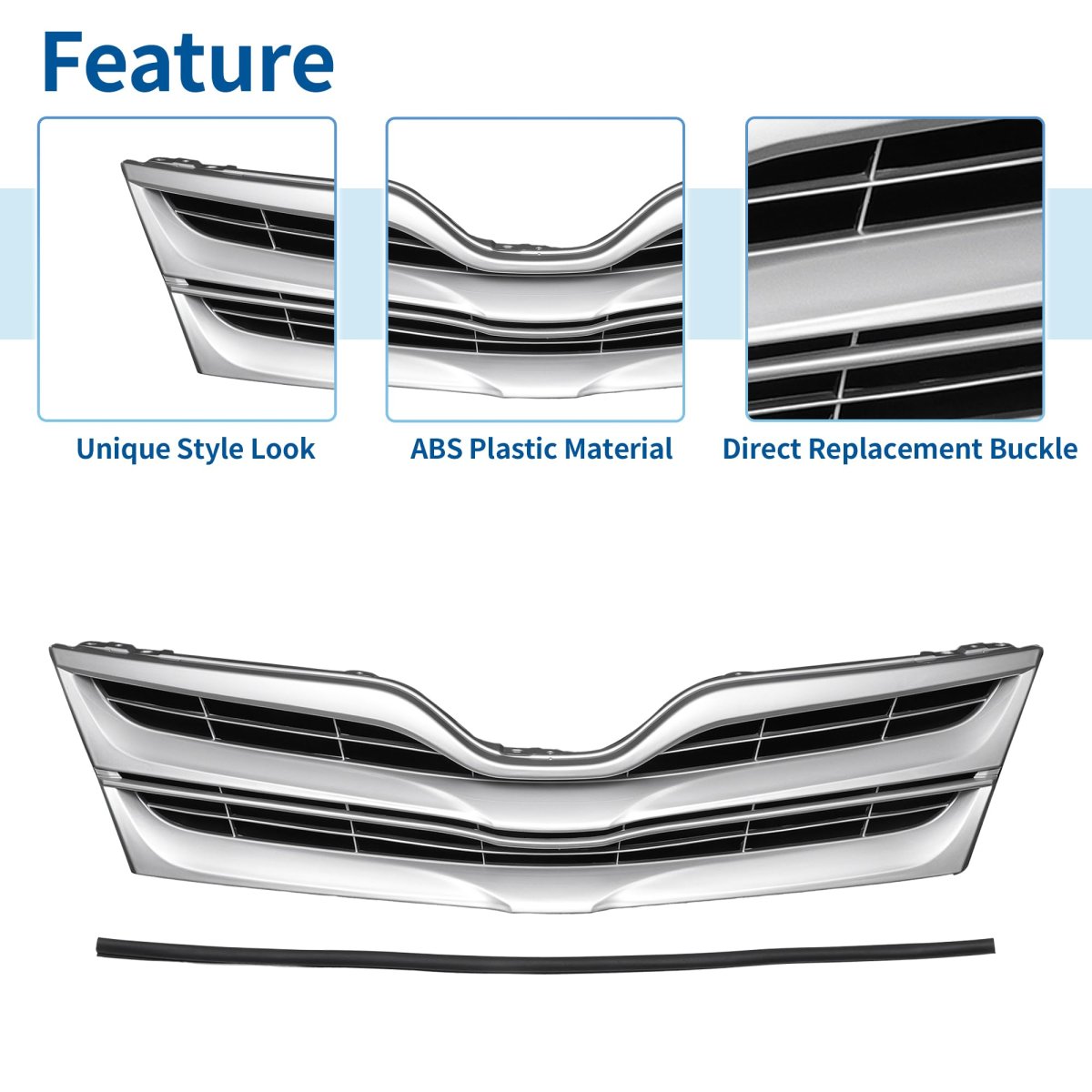 Front Upper Hood Bumper Grille Grill For Toyota Venza 2013 2015 Le Limited Xle Chrome Silver Tone And Black Abs Plastic Part