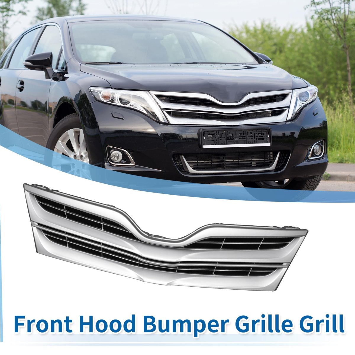 Front Upper Hood Bumper Grille Grill For Toyota Venza 2013 2015 Le Limited Xle Chrome Silver Tone And Black Abs Plastic Part