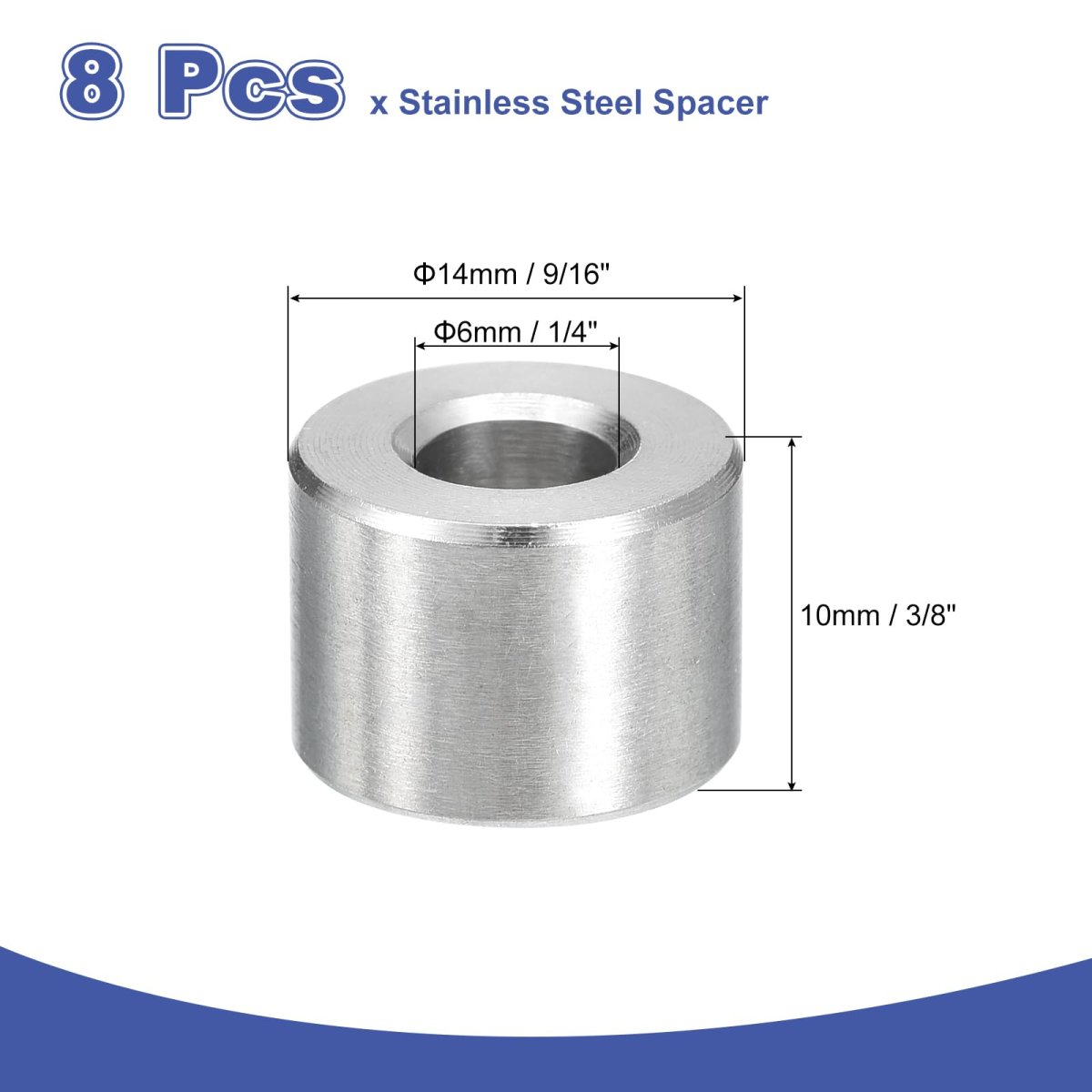 8pcs 304 Stainless Steel Spacer 6mm Id X 14mm Od Mm Length 24 0 55 0 39 Inch Screw Standoff Bushing Plain Finish Unthreaded