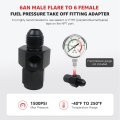 6an Fuel Pressure Gauge Adapter Fitting With 1 8 Npt Port 37a Flare 60a Taper Seal Black