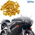 Uxcell 50pcs Gold Tone Motorcycle Round Cross Head Self Tapping Bolts Bumper Screws Metal Universal Replacement
