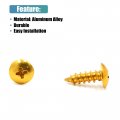 Uxcell 50pcs Gold Tone Motorcycle Round Cross Head Self Tapping Bolts Bumper Screws Metal Universal Replacement