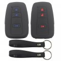 2 Pcs Rubber Silicone 3 Button Smart Key Fob Cover Case With Keychain For Toyota Prius Rav4 Highlander Corolla C Hr Black Red 