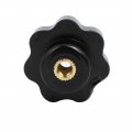 Uxcell M6x31mm Plastic Head Female Thread Screw On Type Clamping Knobs Grips Black 4pcs