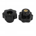 Uxcell M6x31mm Plastic Head Female Thread Screw On Type Clamping Knobs Grips Black 4pcs