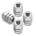 Ford Mustang Dark Horse Tire Valve Stem Caps White On Silver Hexagon Aluminum Set Of 4 Universal Fit For Cars Trucks And Suvs 0 
