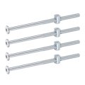 4pcs Bed Frame Bolts M6 X 120mm Hex Socket Head Screws Barrel Nuts Bunk Furniture With Slotted Nut For Chairs Cots Silver 