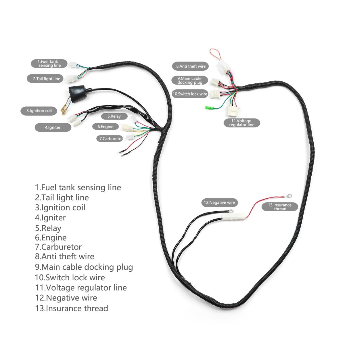 Complete Wiring Harnesses Kit For Chinese Gy6 152qmi 157qmj 125cc 150cc Engine Scooter Mopeds Jonway Yy125t-12 Jmstar Eagle