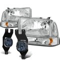 Auto Dynasty For Ford Super Duty 4pcs Chrome Housing Amber Corner Headlights Smoked Lens Fog Lights Switch 