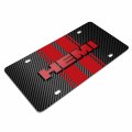 Ipick Image For Dodge Hemi 3d Logo In Red On Stripe Black Carbon Fiber Look Premium Stainless Steel License Plate Design And