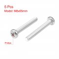 Uxcell M8x65mm Machine Screws Pan Phillips Cross Head Screw 304 Stainless Steel Fasteners Bolts 5pcs
