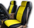 Iggee Designed For 1996-2000 Chrysler Sebring Convertible Black Yellow Artificial Leather Custom Fit Front Seat Covers 