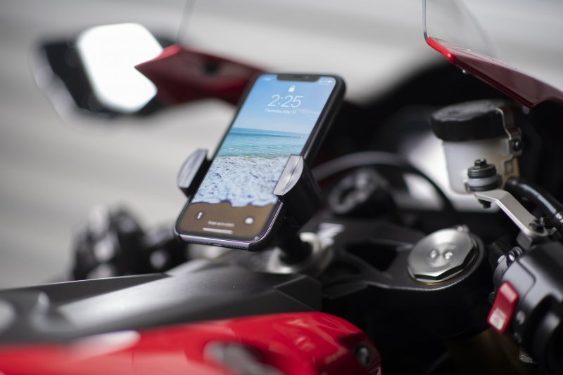 Universal Motorcycle Phone Mount Kit Fork Stem Gps Smartphone Holder Fits 13 To 24 Mm Secure Cellphone Black Abs Plastic