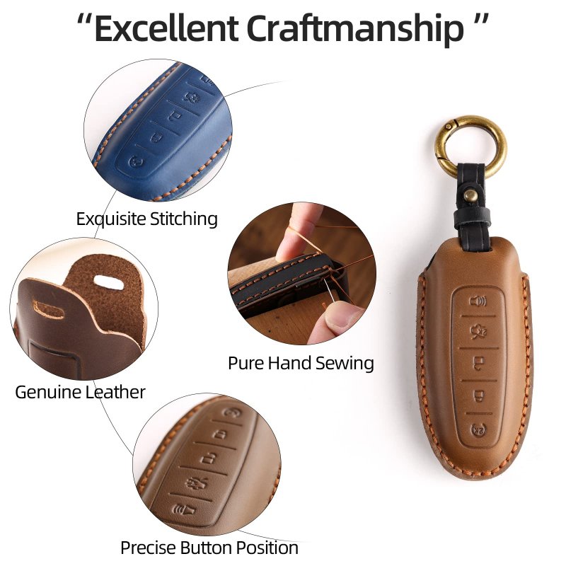 Key Fob Cover Leather 4 5 Buttons Car Protector Case Fit For Ford Lincoln C-max Edge Escape Expedition Explorer Fiesta Flex