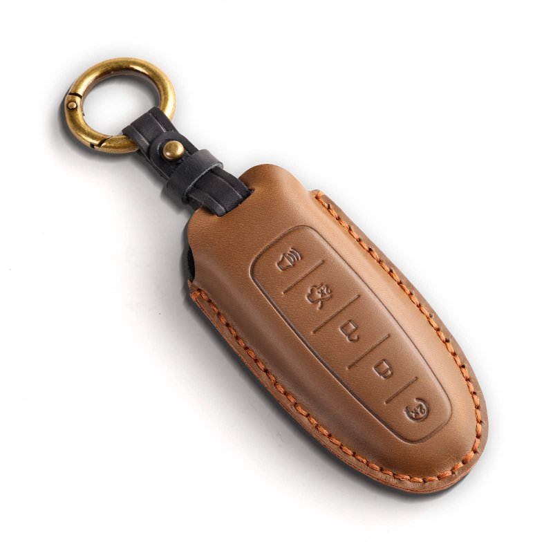 Key Fob Cover Leather 4 5 Buttons Car Protector Case Fit For Ford Lincoln C-max Edge Escape Expedition Explorer Fiesta Flex