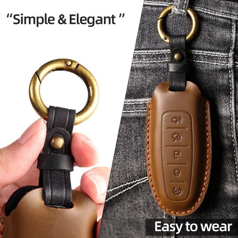 Key Fob Cover Leather 4 5 Buttons Car Protector Case Fit For Ford Lincoln C-max Edge Escape Expedition Explorer Fiesta Flex