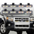Anzios Set 4x White Amber 2-led Grille Strobe Light With Clips 10 Flashing Modes Control Box For Warning Emergency Car Truck