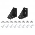2set Inside Corner Bracket Gusset Kits 77x77x40mm 4080 Angle Connector For 4040 Series Aluminum Profile Black 8 X Hex Flange 