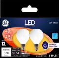 Ge Led Light Bulbs 40 Watt Soft White G16 Globe Small Base 2 Pack