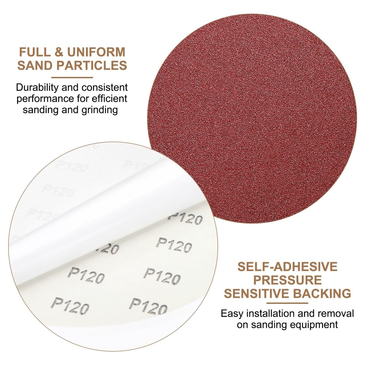 12pcs 10-inch Psa Sanding Discs 120 Grits Aluminum Oxide Self Adhesive Stick Back Sandpapers No-hole Round Wet Dry Sander