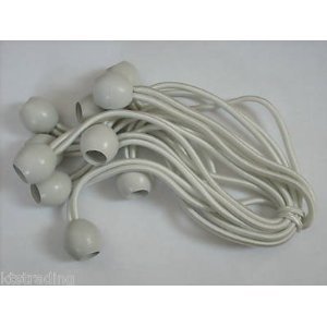 1000-4-less CHIC0734 100pc Bungee Cords-6 Long Ball Tie Downs-White