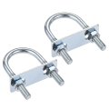 Round U-bolts 2 Sets 1 38 35mm Inner Width 75mm Length Steel M8 With Nut Plate 