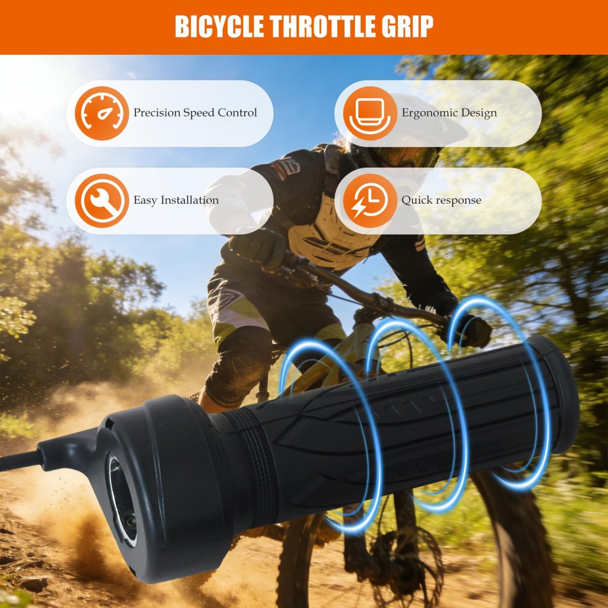 20x Full Twist Throttle Grip 3 Pin Water Proof Connection For Ebike 12v-72v Electric Bike With Waterproof Connector E-scooter