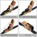 Uxcell Ratchet Tie Down Lashing Strap 1 X 3 3ft 550lb 250kg Load Polypropylene For Moving Securing Cargo Black Pack Of 2