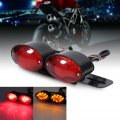 Motorcycle Dual Eye Tail Lights W Bracket Universal 12v Led Twin License Plate Holderith Turn Signal Brake Light W For Racing