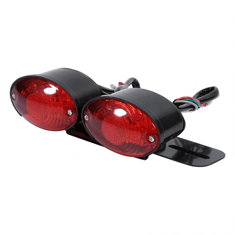 Motorcycle Dual Eye Tail Lights W Bracket Universal 12v Led Twin License Plate Holderith Turn Signal Brake Light W For Racing