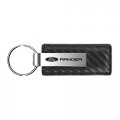 Au-tomotive Gold Carbon Fiber Rectangular Leather Key Chain For Ford Ranger Gunmetal