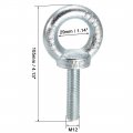 Uxcell Lifting Eye Bolt M12 X 50mm Male Thread C15 Carbon Steel For Hanging Pack Of 5