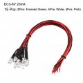 Uxcell 15pcs Mixed Colour 5mm Leds Prewired Light Dc3-6v 20cm Pre Wired Led