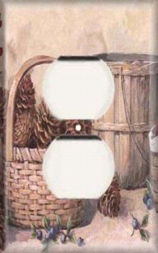 Single Duplex Outlet Plate Pine Cone Baskets