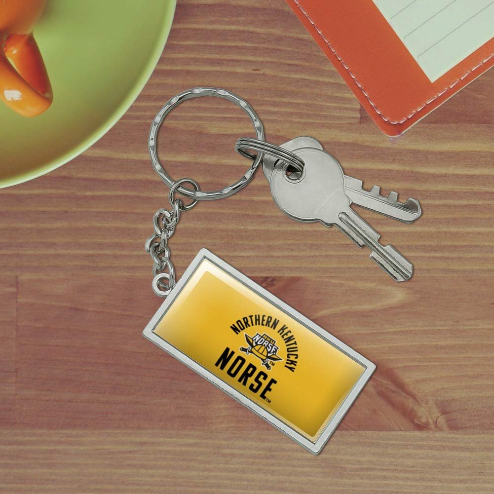 Northern Kentucky University Norse Keychain Chrome Plated Metal Rectangle Design With Resin Top 2in X 1in Officially Licensed