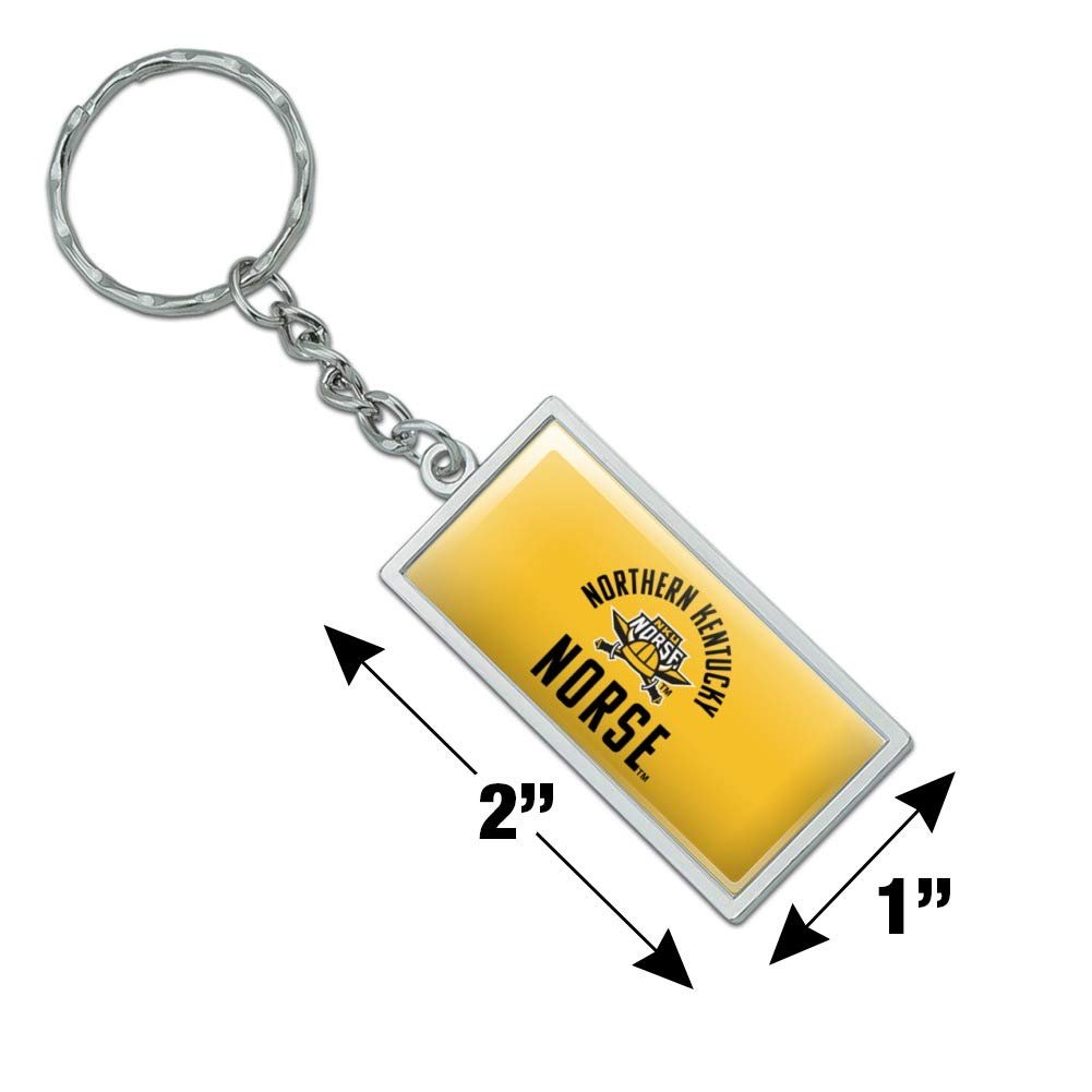 Northern Kentucky University Norse Keychain Chrome Plated Metal Rectangle Design With Resin Top 2in X 1in Officially Licensed