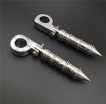 Hk Group Motorcycle Chrome Bamboo Style Foot Peg Footrest With Mounting Kit P-clamp Fits Front Engine Guards 1 5 Diameter