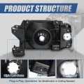 Factory Style Headlights Assembly Head Lamps Compatible With Ford Bronco F150 F250 F350 1987-1991 Driver And Passenger Side