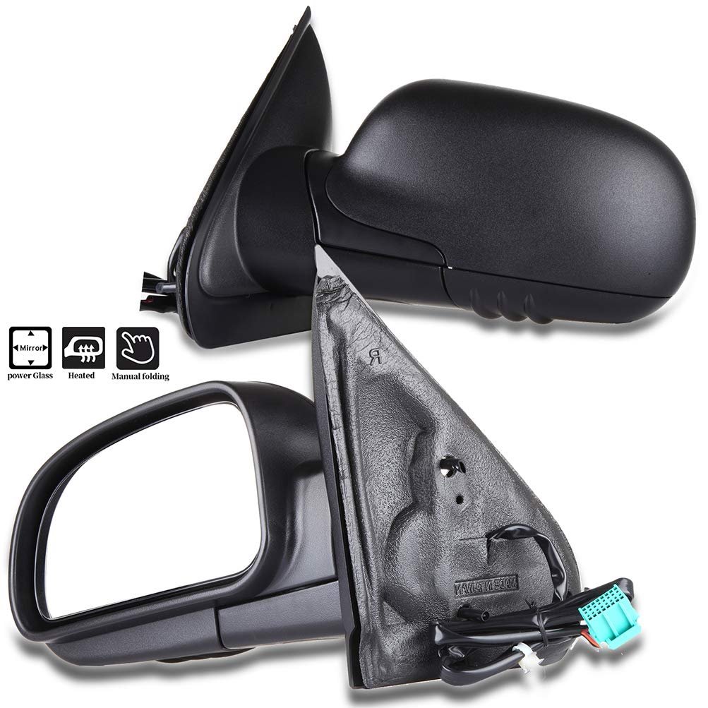 Black Left Side Mirror Fit For 2002-2006 Chevy Trailblazer Ext Textured Glass Manual Folding Heated