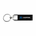 Ipick Image For Mopar Black Real Leather Loop Strap Chrome Metal Key Chain Keychain Official Licensed