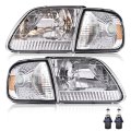 Headlight Assembly Headlamp For 1997-2003 Ford F150 2004 Heritage Fit 1997-2002 Expedition Halogen Clear Lens Chrome Housing 