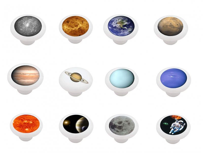 Gotham Decor Set Of 12 Space Themed Drawer Cabinet Knobs