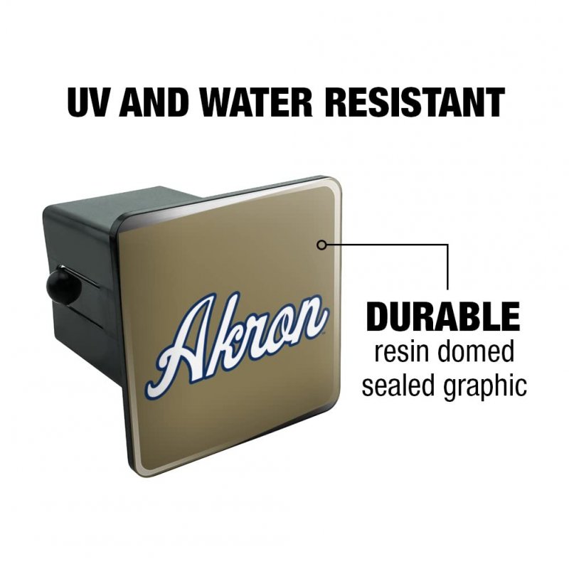 University Of Akron Secondary Tow Trailer Hitch Cover Plug Insert For 2 In Receivers Black Abs Plastic With Uv Resistant Resin