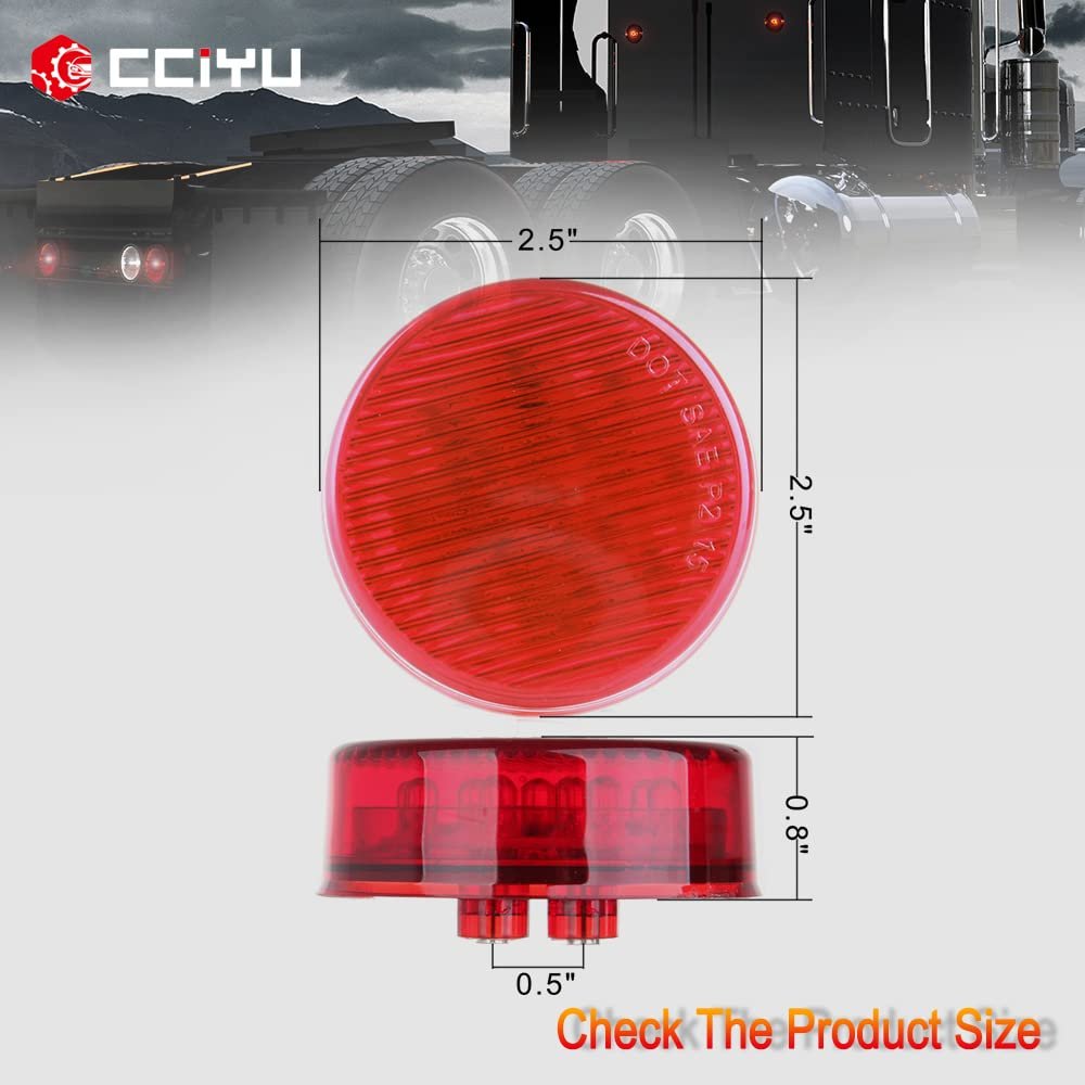 4 Pack 2 5 In 13 Led Round Side Marker Clearance Lights Red Waterproof Trailer Lamp For Truck Rv Atv Van And Heavy Duty Vehicle