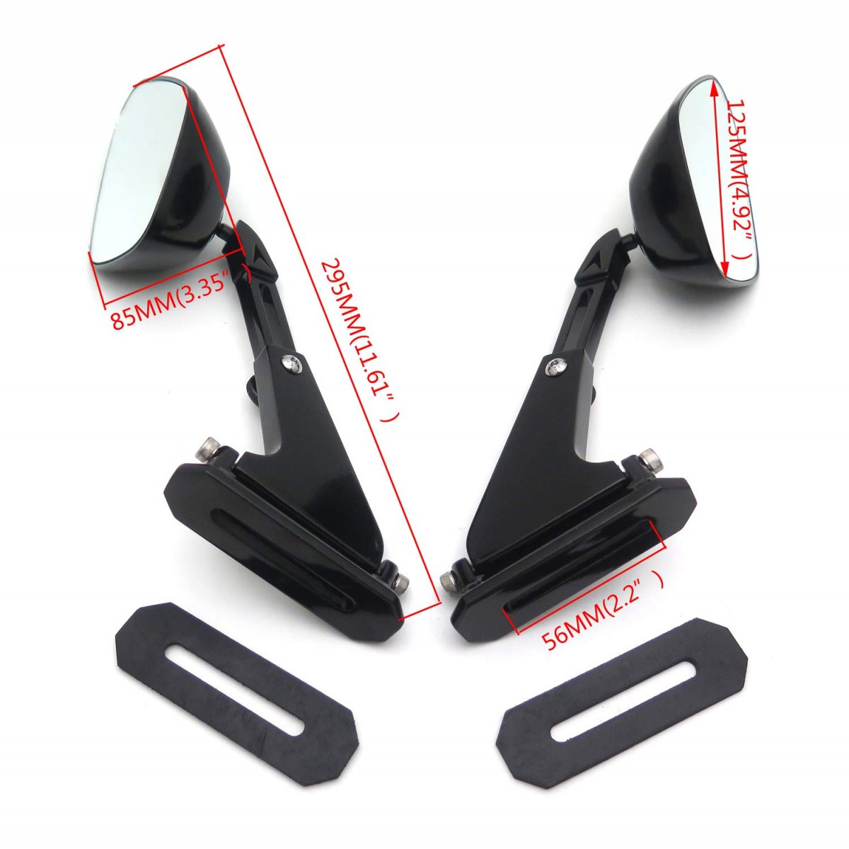 Httmt Mt252-015- Diamond Shape Rearview Mirrors For Suzuki Yamaha Kawasaki Bike Black New