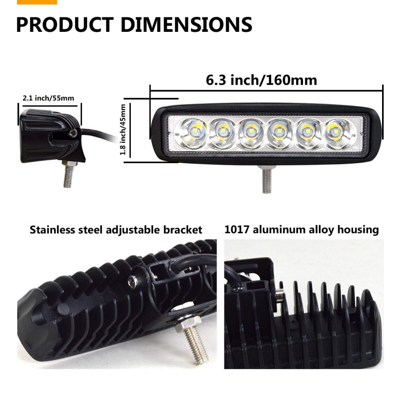 Auxtings 4 Pcs 6 Inch 18w Spot Led Work Light Bar For Jeep Off Road 4wd 4x4 Cabin Ute Suv Atv Truck Car Boat