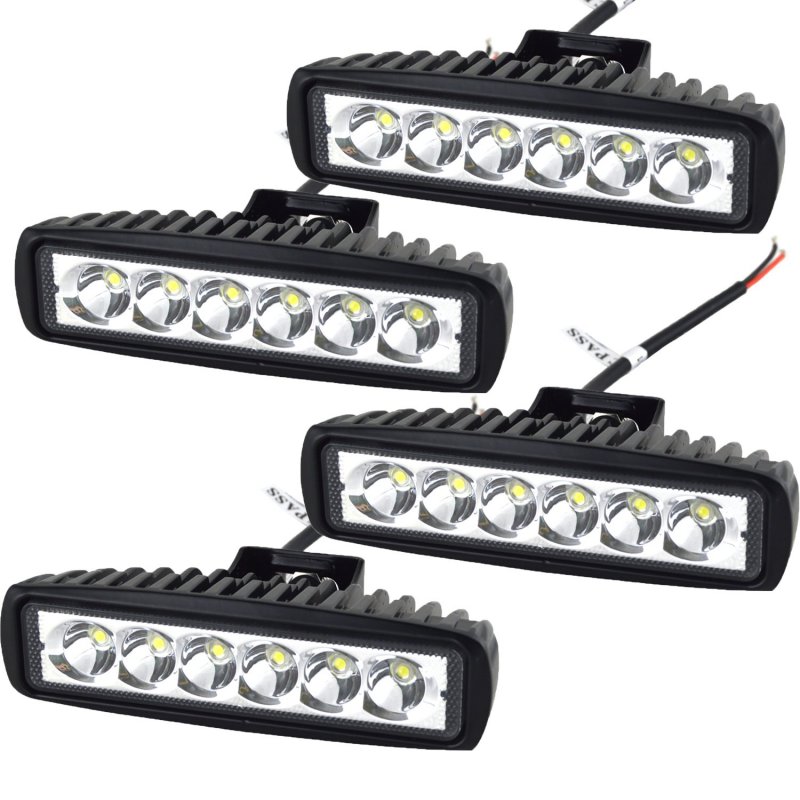 Auxtings 4 Pcs 6 Inch 18w Spot Led Work Light Bar For Jeep Off Road 4wd 4x4 Cabin Ute Suv Atv Truck Car Boat