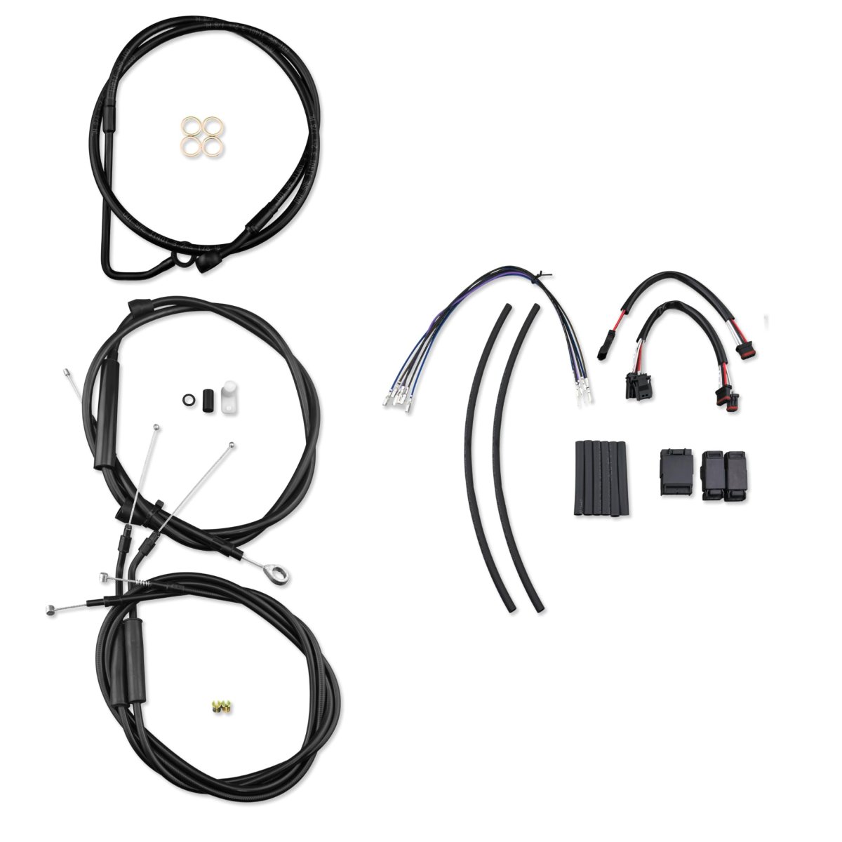 12 In Black Stainless Handlebar Cable Kit Brake Line Clutch And Electronic Throttle For 2011 To 2015 H D Softail With Abs